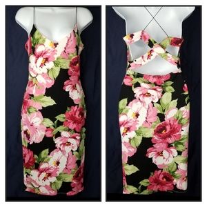 Women's Sexy Floral Dress Backless with Straps